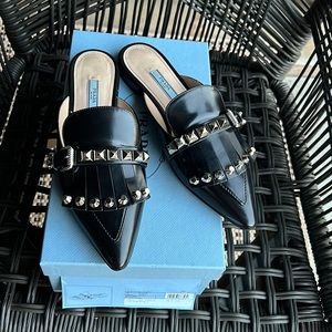 AUTH PRADA STUDDED FLATS